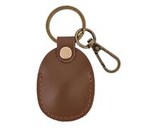 Llavero de piel para Airtag Funda de cuero, cubierta con llavero, colgante de auténtico para AirTag Funda protectora compatible con Apple Airtags (marrón)