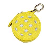 Llavero de piel sintética con temática deportiva, monedero pequeño para fanáticos del fútbol y baloncesto, accesorio impermeable, monedero deportivo, llavero, Bola amarilla, Talla única