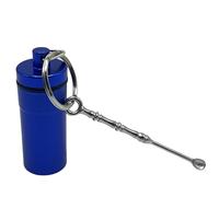 Llavero de píldoras con cuchara de metal, organizador hermético, de almacenamiento de píldoras, llavero de bolsillo | para suplementos de de pescado, joyas, adultos, hombres, mujeres