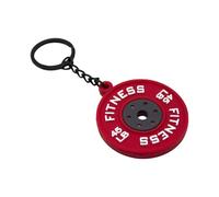 Llavero de placa de pesas de simulación, colgante creativo para bolso, serie de fitness, llavero, accesorios de gimnasio hechos a mano, llavero de goma para gimnasio, rojo, Talla única