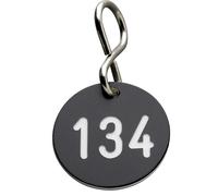 Llavero de plástico C+P, con gancho en S, Ø 30 mm