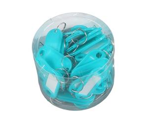 Llavero de plástico con anillo de metal, papel de escritura, 50 unidades, etiquetas para llavero, etiquetas duraderas, tarjetero, etiqueta portátil, identificador transparente para celeste