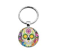 Llavero de plata del Día de los Muertos, plata, Talla única