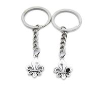 Llavero de plata envejecida, 5 unidades, AA4619, diseño de flor de lis, lirio, para hacer joyas