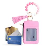 Llavero de pulsera con cartera, tarjetero con de cuentas | Tarjetero para mujer, viajes, fiestas, bodas, compras, vacaciones, citas, vacaciones, Pink, Refer to description, Unisex