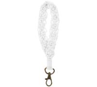 Llavero de Pulsera Tejido de Macramé Flor Margarita Blanco para Llaves
