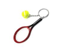 Llavero de raqueta de tenis con pelota - Mini llavero deportivo rojo - Llavero creativo de metal para regalo, rosso, M