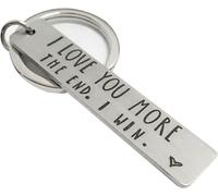 Llavero de regalo de San Valentín, con texto en inglés "I Love You More The End I Win", llavero inspirador para Navidad, aniversario, cumpleaños, día de San Valentín, regalos de plata, llaveros y