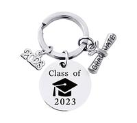 Llavero de regalo de temporada de graduación 2023, colgante de acero inoxidable, redondo, europeo y frontera, llavero de metal con letras, B, Talla única