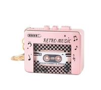 Llavero de reproductor de casete, llavero interactivo de música, mini casete de juguete con reproducción de 10 canciones, accesorio portátil para mochila, bolso, fiesta, viajes, hogar, oficina, aula