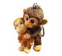 Llavero de resina 3D resistente a los arañazos, lindo mono con colgante de felpa, ligero para mujeres y niñas, mochila, monedero, llaves de coche, El mono abraza al gorila, 6*5*4.7cm