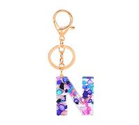 Llavero de resina A-Z del alfabeto para mujeres y niñas, llavero con letra inicial, accesorios para bolsa, N, Talla única