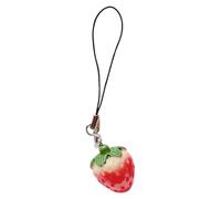 Llavero de resina, colgante portátil de fresa, de fruta de 3.15 pulgadas con construcción, accesorio adorable, colgante decorativo con diseño , suministros de llavero para