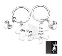 Llavero de rompecabezas personalizado, regalos únicos de boda, regalos de aniversario para parejas, esposa, marido, regalo de aniversario para él y ella, Silver-mr&mrs, 6 cm
