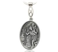 Llavero de San Cristóbal con placa de San Cristóbal patrón de los conductores y viajeros - Placa de San Cristóbal para coche, colgante protector para conductores y motociclistas, klein