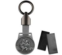 Llavero de San Cristóbal Plata Amuleto de la Suerte para el Coche Ø3,8 cm