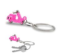 Llavero de scooter italiano 3D - Diseño realista con manillar articulado - Bandera italiana en la cadera - Metal resistente - Idea regalo hombre mujer - Accesorio para coche, moto y mochila, fucsia,