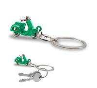 Llavero de scooter italiano 3D - Diseño realista con manillar articulado - Bandera italiana en la cadera - Metal resistente - Idea regalo hombre mujer - Accesorio para coche, moto y mochila, Verde, 10