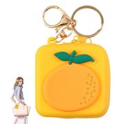 Llavero de silicona para monedero | Monedero pequeño con patrón lindo | Llavero pequeño monedero lindo monedero lindo diseño de llavero de metal con cremallera para decoración de mochila, Naranja1,