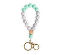Llavero de Silicona para Mujer, Delicado Brazalete con Cuentas, Pulsera de Llavero para Niña, Brazalete Silicona Keychain, Llavero Coche, Moda, Suave, Cómodo de Llevar, Verde