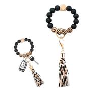 Llavero de silicona para mujer, llavero de silicona para coche, diseño de leopardo con perillas y perlas redondas, diseño de leopardo, llavero de coche, elástico de silicona con cuentas para mujeres y