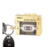 Llavero de sonido retro, colgante de casete pequeño, dije de audio vintage con botón de reproducción, llavero de grabación musical para mochila, accesorio, de canciones en miniatura, bolso de