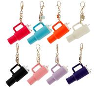 Llavero de taza, 8 unidades, mini trofeo de metal Stanley, 9,5 x 5 cm, bonito colgante con flor para copa Stanley, accesorios, mochila, bolsa para mujeres y niñas