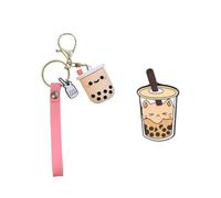 Llavero De Té De Leche con Perlas De Silicona De 1 Pieza, Broche De Té De Leche De Metal De 1 Pieza, Linda Joyería para Llaves De Coche, Linda Insignia De Decoración De Ropa.