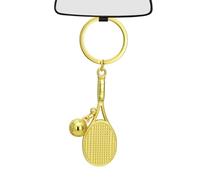 Llavero de tenis - Llavero de bala de raqueta de zinc, accesorio de llavero de anillo dividido deportivo, colgante ligero antioxidante resistente a la decoloración | Regalo lindo y