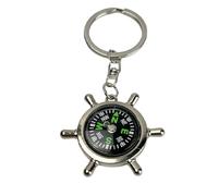 Llavero de Timón de Capitán con Brújula - Llaveros de Volante de Barco con Brújula Real Integrada - Accesorio para amantes de los Barcos, Capitanes, Aventureros, Marineros… - Unisex Hombre y Mujer