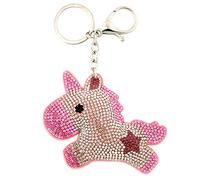 Llavero de unicornio con piedras brillantes, colgante para mujer y niños, colgante de bolsillo con purpurina, diseño de caballo rosa con estrella, Rosa.
