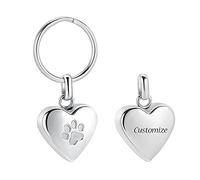 Llavero de urna de cremación con huellas de perro para cenizas, colgante de urna conmemorativa de corazón, soporte de cenizas para mascotas, Personalizar