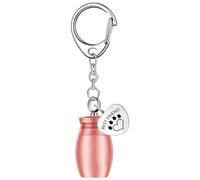 Llavero de urna para mascotas, llavero de urna de cremación para mascotas | Llavero de urna para cenizas, cilindro de recuerdo, cremación - Urna conmemorativa con estampado de huellas, llavero para pé