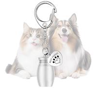 Llavero de urnas para Mascotas para Cenizas,Llavero de urna para Mascotas,Llavero cilíndrico de urna para Cenizas - Llavero Colgante conmemorativo con Huella de Pata para Perro