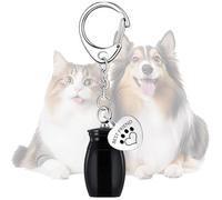 Llavero de urnas para mascotas para cenizas,Llavero de urna para mascotas,Llavero de urna cilíndrica para recuerdo de cremación - Urna conmemorativa con estampado de huellas, llavero para pérdida de m