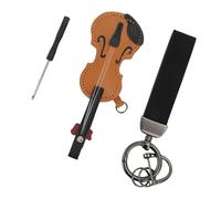 Llavero de Violín de Cuero PU, Llavero de Instrumentos Musicales Portátiles para Amantes de la Música (WINE RED) (BROWN)