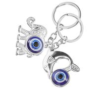 Llavero Decorativo 2 Piezas Forma de Elefante y Delfín, Colgante Ojo Turco Azul Turquesa para Bolso y Llaves, Adorno Creativo de Mal de Ojo para Protección y Suerte