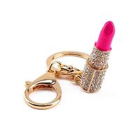 Llavero Decorativo de Cristal con Diseño de Lápiz Labial, Colgante de Diamantes de Imitación, Accesorio Brillante para Bolso, Tema de Maquillaje