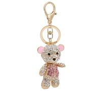 Llavero Decorativo de Oso, Colgante Metálico con Pedrería, Accesorio Elegante para Cartera, Mochila y Auto