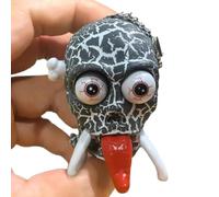 Llavero del cráneo Halloween corriendo broma con lengua extendida | Decoración de cabeza esqueleto decoración del hogar para sala de estar estante chimenea mesa fiesta casa Verja