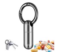 llavero del envase de la píldora,Llavero impermeable pequeño pastillero - Soporte de metal de bolsillo pequeño con llavero, botella de medicina portátil para una mejor organización