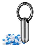 llavero del envase de la píldora | pequeño llavero de pastillero de bolsillo | Soporte de metal de bolsillo pequeño con llavero, botella de medicina portátil para una mejor organización
