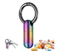 llavero del envase de la píldora - pequeño llavero de pastillero de bolsillo,Soporte de metal de bolsillo pequeño con llavero, botella de medicina portátil para una mejor organización