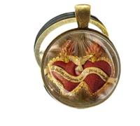 Llavero del Sagrado Corazón de Jesús, llavero de medalla católica, joyería cristiana religiosa, marrón, 25