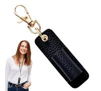 Llavero del soporte de la pluma - Clip de para bolígrafos y marcadores, cordón anti-perdido | Soporte para lápiz de portapapeles en el cuello con PU en color macizo, anillo de