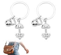 Llavero deportivo creativo 2 unidades acero inoxidable colgante decorativo con diseño de mancuernas para mujer regalo cumpleaños detalles originales uso diario