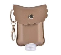 Llavero desinfectante de manos, soporte portátil de cuero para desinfectante de manos, recargable para loción, jabón líquido, champú, botellas exprimibles de 60 ml, Khaki, Talla única