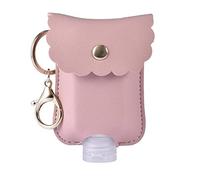 Llavero desinfectante de manos, soporte portátil de cuero para desinfectante de manos, recargable para loción, jabón líquido, champú, botellas exprimibles de 60 ml, Pink, Talla única