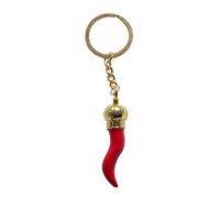 Llavero dorado Pimiento Rojo, Cuerno de abundancia Símbolo Italiano, Porta-Bonheur., 10 x 3 cm, Acero inoxidable
