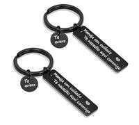 Llavero Drive Safe con patrón de letras españolas para él o ella, I Need You Here With Me, regalo de San Valentín para novio, marido, 2 unidades., 1